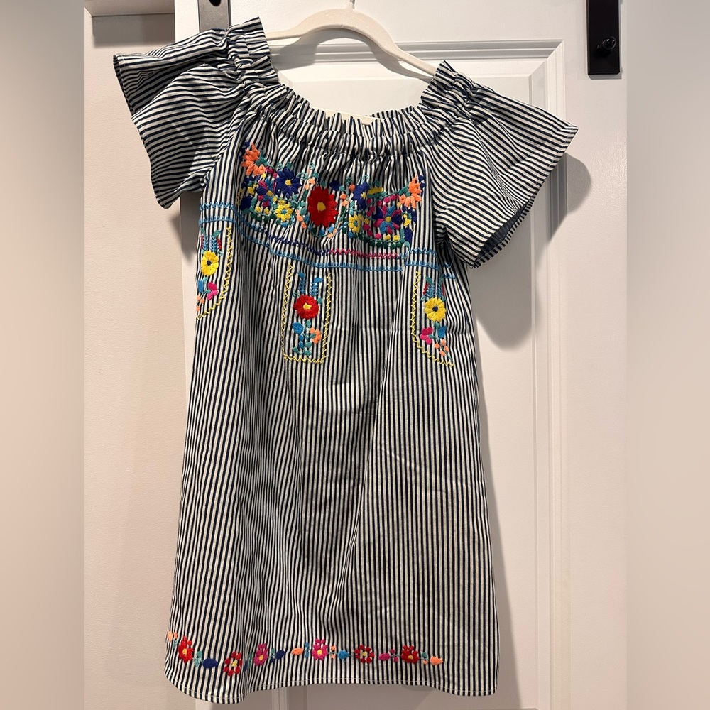 Striped Embroidered Dress